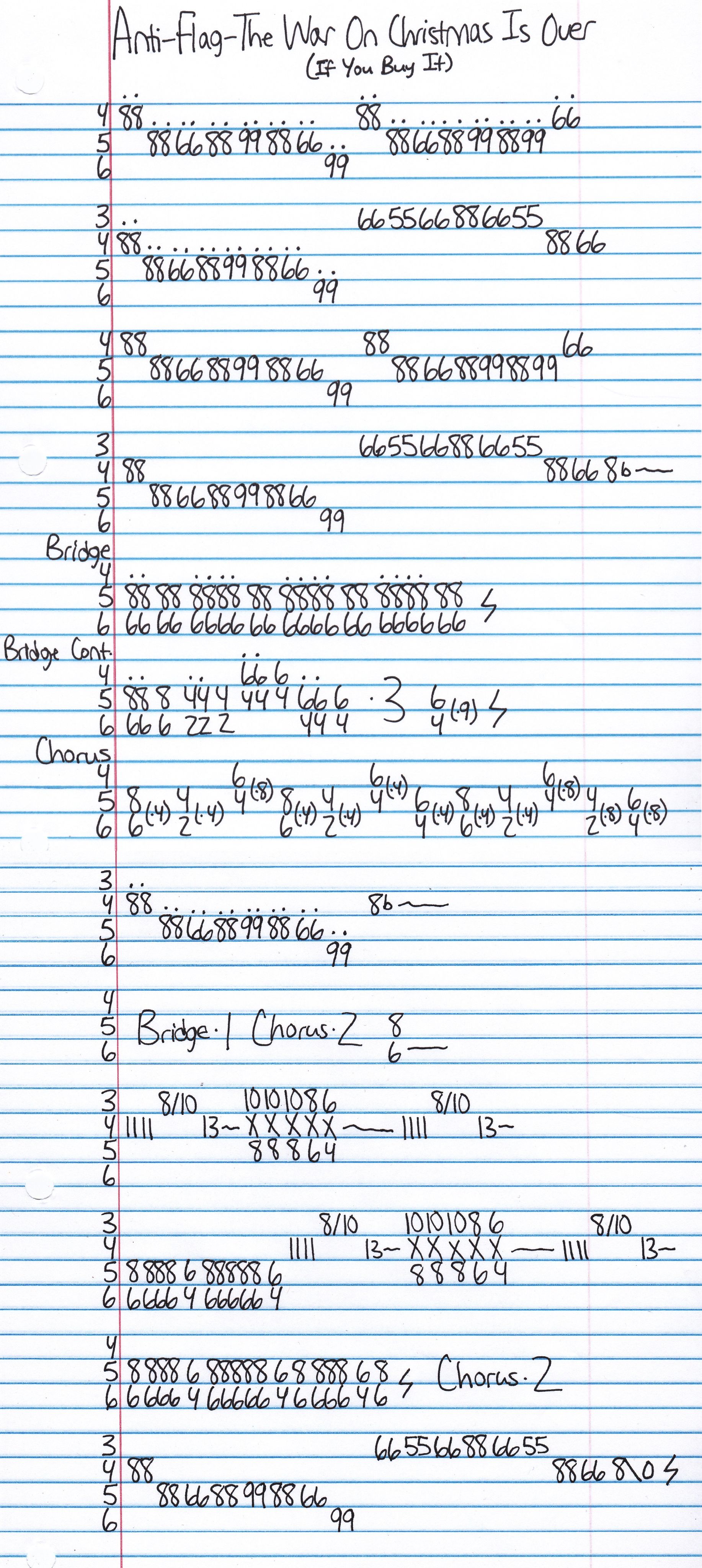 High quality guitar tab for The War On Christmas Is Over (If You Buy It) by Anti-Flag off of the album Unknown. ***Complete and accurate guitar tab!***
